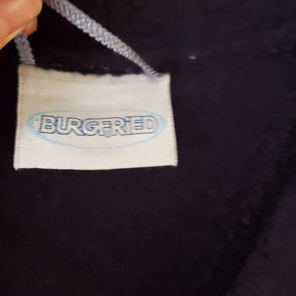 Vintage Boiled Wool Burgefried Navy Blue Green Floral Jacket Coat Size Large - Picture 2 of 10